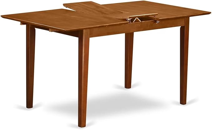 East West Furniture PSNA7-SBR-W 7 Piece Kitchen Table Set Consist of a Rectangle Dining Table with Butterfly Leaf and 6 Dining Chairs, 32x60 Inch, Saddle Brown