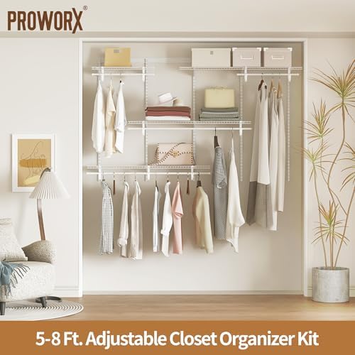 5-8 Ft Closet Organizer System, Expandable Organization and Storage Shelf Kit - Image 2