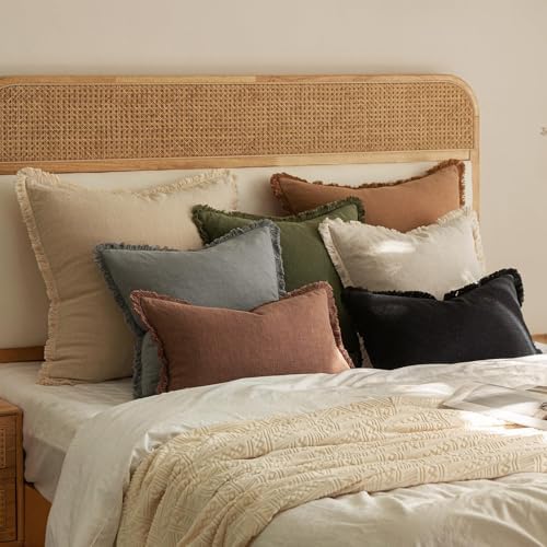 MIULEE Linen Fringe Decorative Fall Lumbar Throw Pillow Covers Brick 12x20 - Image 6
