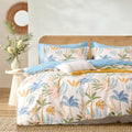 Beige & Coastal Blue Tropical Botanical Cotton Comforter King 3PC by LEMIROEBEDDING