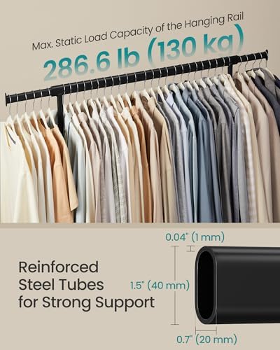 SONGMICS Clothes Rack with Wheels, Heavy-Duty, Extendable Hanging Rod - Image 3