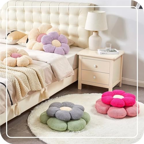 Flower Throw Pillow, Soft Sage Green 19.6" Shaped Floor Pillow - Image 6