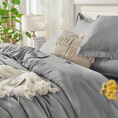 Andency Queen Comforter Set, 7 Pieces Medium Grey Bedding - Image 7