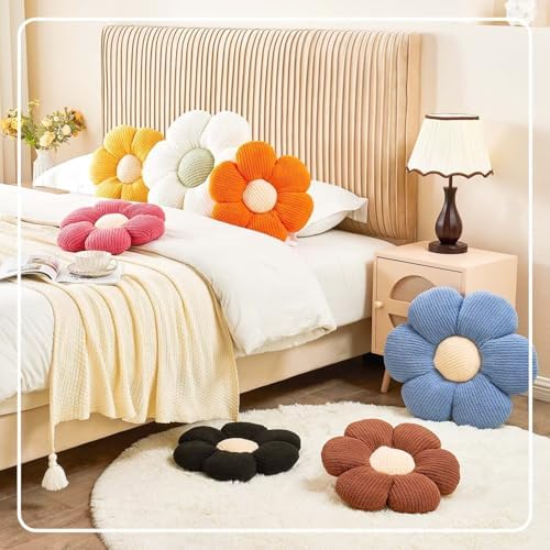 Flower Throw Pillow, Soft Brown 14.9" Shaped Floor Pillow - Image 6