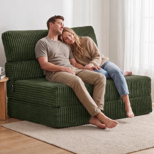 Folding Sofa Bed Convertible 4 in 1 Sleeper Chair Green Full XL - Image 5