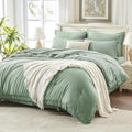 Andency Oversized Queen Comforter Set, 7 Pieces Sage Green Bedding by Andency