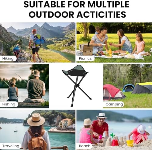 OUTSKIRT 22.4" Portable 2 Pack Folding Tripod Stools - Image 6