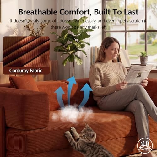 79" Convertible Futon Sofa Bed, Boneless Couch - Image 4