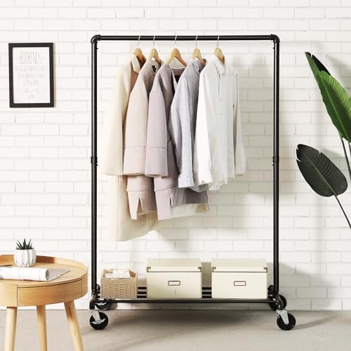 SONGMICS Heavy-Duty Clothes Rack, Single-Rod, Metal Frame on Wheels - Image 3