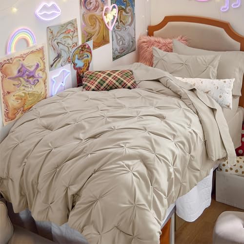 Bedsure Twin Comforter Set & Sheet Set, 5-Piece Beige Bedding Set by BEDSURE