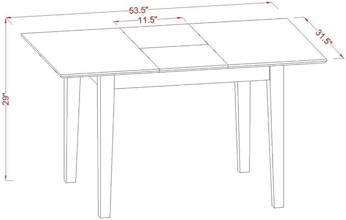 East West Furniture NOCE5-OAK-07 5 Piece Dining Table Set Includes a Rectangle Kitchen Table with Butterfly Leaf and 4 Limelight Linen Fabric Parson Dining Chairs, 32x54 Inch, Oak