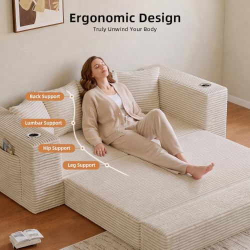 78" Boneless Couch for Living Room, Futon Sleeper Sofa Bed - Image 5