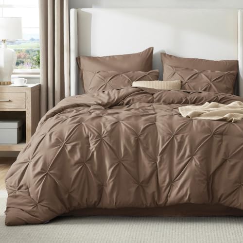 Bedsure Twin Comforter Set & Sheet Set, 5-Piece Brown Bedding Set - Image 2