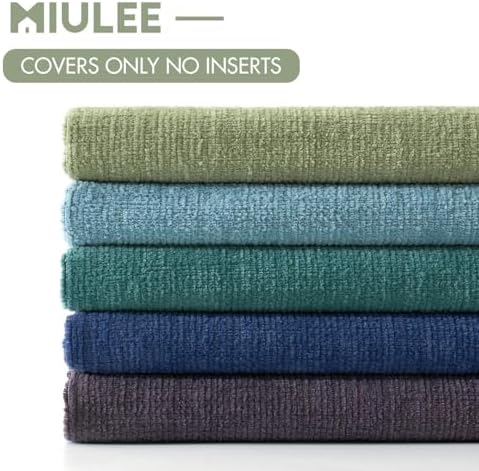 MIULEE Teal Chenille Couch Lumbar Throw Pillow Covers - Image 6