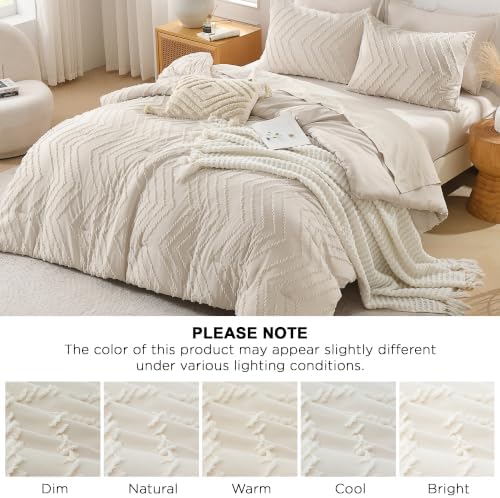 Andency Twin/Twin XL Comforter Set Beige, 2 Pieces Boho Soft Bedding Set - Image 6
