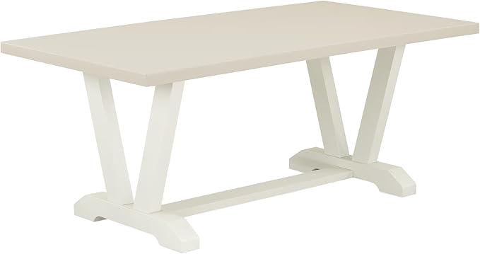 East West Furniture V027AB264-5 5 Piece Dinette Set Includes a Rectangle Dining Room Table with V-Legs and 4 White Faux Leather Upholstered Parson Chairs, 40x72 Inch, Multi-Color