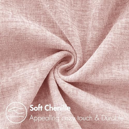 MIULEE Soft Chenille Throw Pillow Covers Pink 18x18 Inch Pack of 2 - Image 2