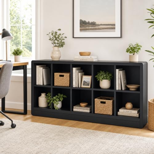 Low Cube Bookcase, 10-Cube Storage Organizer Shelf - Image 2
