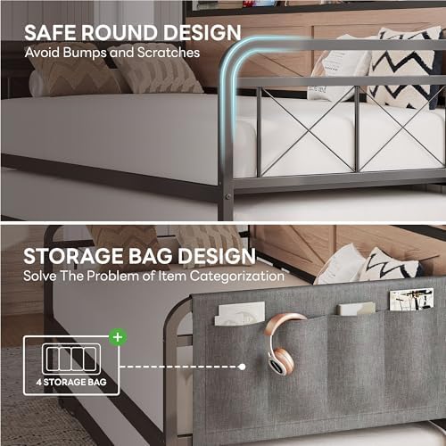 LIKIMIO Twin Daybed with Pop Up Trundle & Charging Station & Storage Shelf - Image 4
