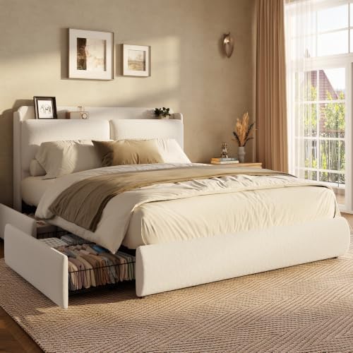 Garvee Chenille Fabric Queen Size Bed Frame by Garvee