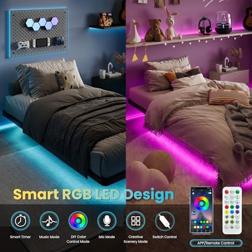 SHA CERLIN Twin Size Floating Bed Frame - Image 4