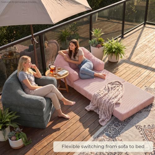 Folding Sofa Bed, 3-in-1 Fold-Out Chair Bed - Image 2