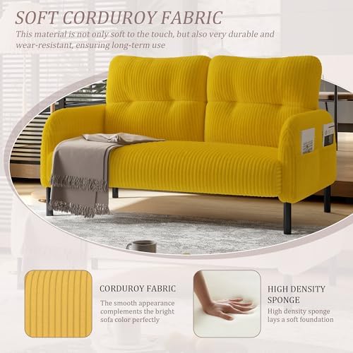 47" Corduroy Loveseat Sofa, 2 Seat Small Couch - Image 6