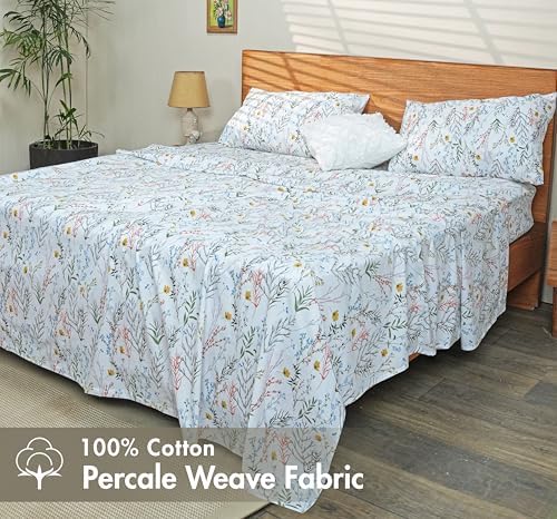 RUVANTI 100% Cotton Percale King Sheets, King Size Sheets Set - Image 2