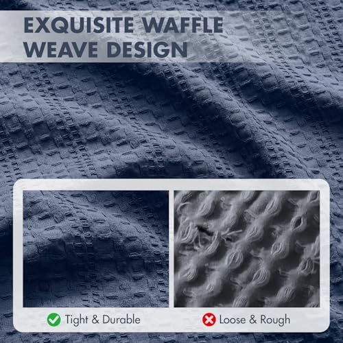 Decorative Waffle Euro Sham Pillow Covers 24x24 Navy Blue 2 Pack - Image 5