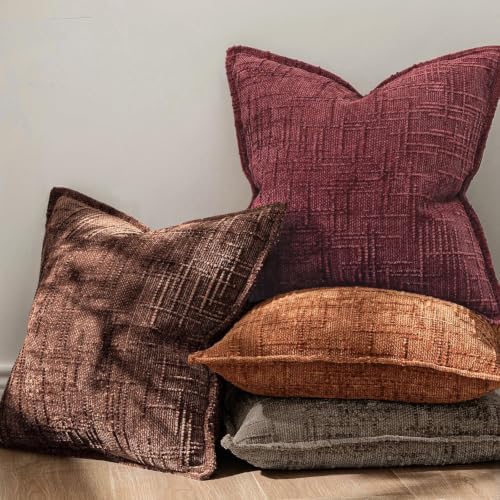 MIULEE Slubby Textured Christmas Throw Pillow Covers Burgundy 18x18 - Image 3