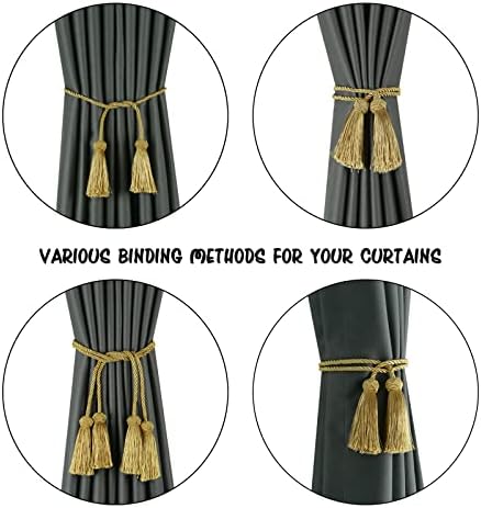 BEL AVENIR 4 Pack Handmade Rope Tassel Curtain Tiebacks - Image 4
