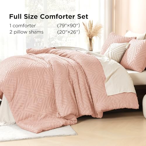 Litanika Full Size Comforter Set, 3 Pieces Blush Tufted Boho Bedding Set - Image 6