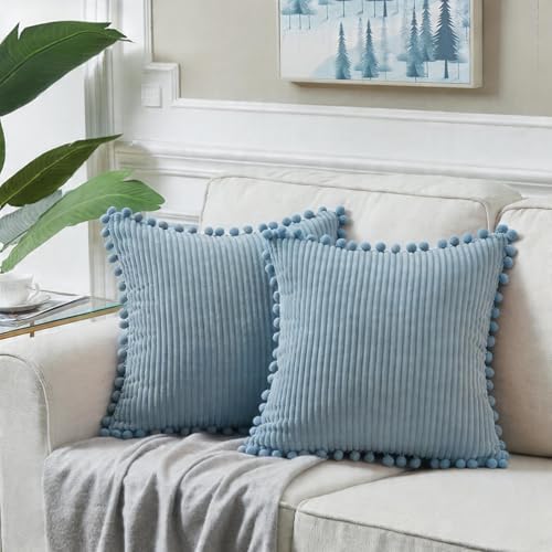 Fancy Homi Set of 2 Light Blue Decorative Throw Pillow Covers 22x22 Inch - Image 6