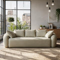 101" Curved Sofa, Chenille Cloud Couch, Deep Wide Seat by BEQAIWhereArtMeetsLiving