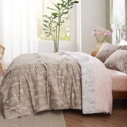 Bedsure Floral Comforter Set Cute Bedding Set Twin/Twin XL Reversible Light - Image 4