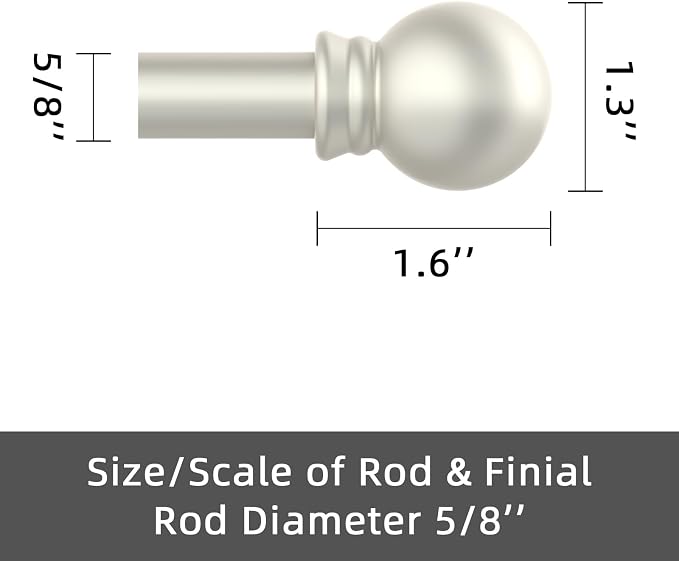 GXOACKJ Curtain Rods for windows 48 to 84-93 inch, 5/8 inch Decorative Nickel - Image 3