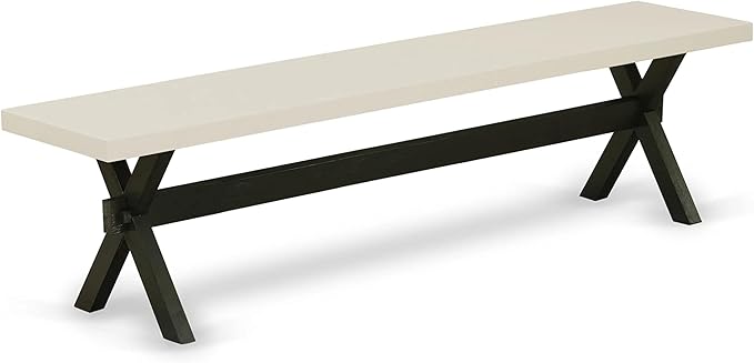 East West Furniture X627MZ606-6 6 Piece Dining Table Set Contains a Rectangle Dining Room Table with X-Legs and 4 Shitake Linen Fabric Parson Chairs with a Bench, 40x72 Inch, Multi-Color