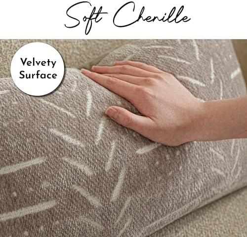 BlissBlush Decorative Long Pillow Cover 14x36 Light Taupe Chenille - Image 2