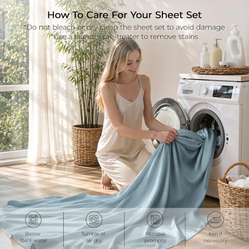 4 Piece Twin Sheets Set, Rayon Derived from Bamboo - Image 6