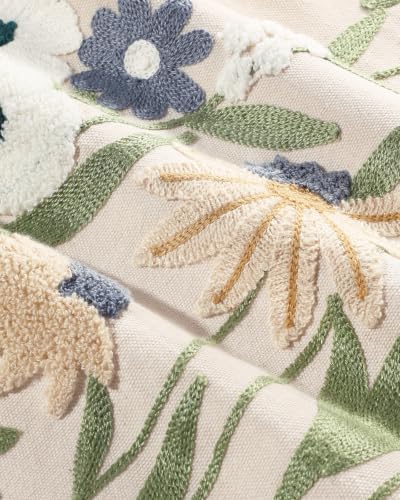 Embroidered Throw Pillow Covers 18x18, Cottage Flower - Image 3