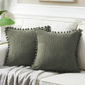 Fancy Homi Pack of 2 Olive Green Decorative Throw Pillow Covers 16x16 Inch by Fancy+Homi