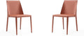 Manhattan Comfort Paris Modern Saddle Leather Dining Chairs, Metal Frame, Comfortable Padded Seat, Fully Assembled Kitchen Accent Furniture, Set of 2, Clay