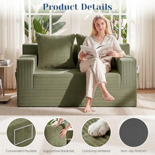 Convertible Sofa Bed, Small Boneless Couch & Boneless Loveseat, Pull Out Couch - Image 6