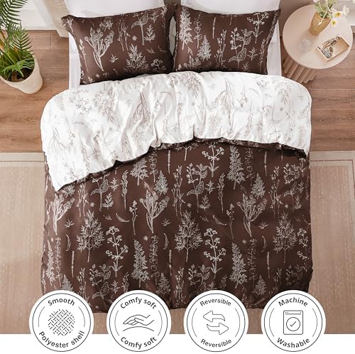 Love's cabin Floral Comforter Set Cute Bedding Twin Reversible Chocolate - Image 5