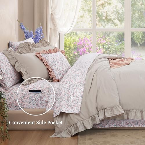 BLOOMHAVEN Queen Comforter Set-7 Pieces Ruffle Bedding - Image 3