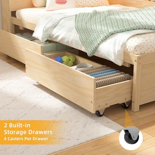 Twin Corner Bed Frame with Storage Drawers, Power Outlet, LED Lights - Image 5