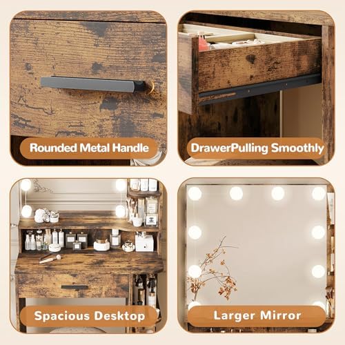 Makeup Vanity Desk with Mirror and Lights, 26.4”Small Vanity Mirror with Lights - Image 5