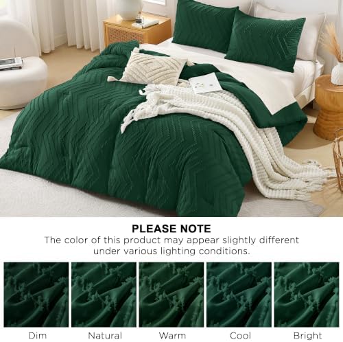 Andency Dark Emerald Green Oversized King Comforter Set 120x98 Extra Large - Image 6