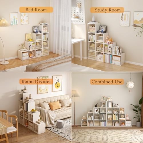 OSCHF Ladder Cube Storage Bookcase, 10-Cube Corner Shelf - Image 4