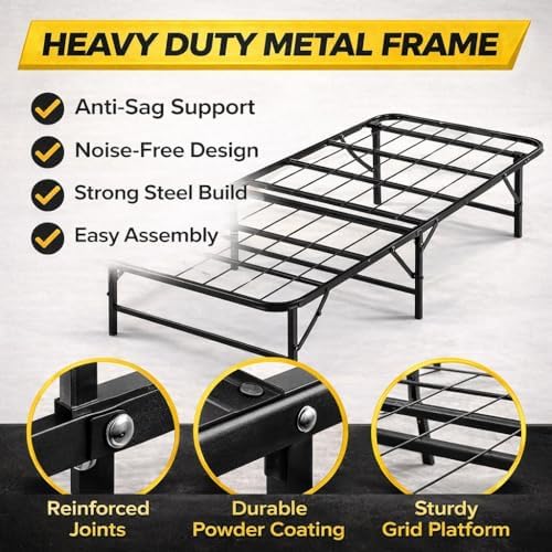 Greaton, 14-Inch Foldable Metal Platform Bed Frame - Image 4
